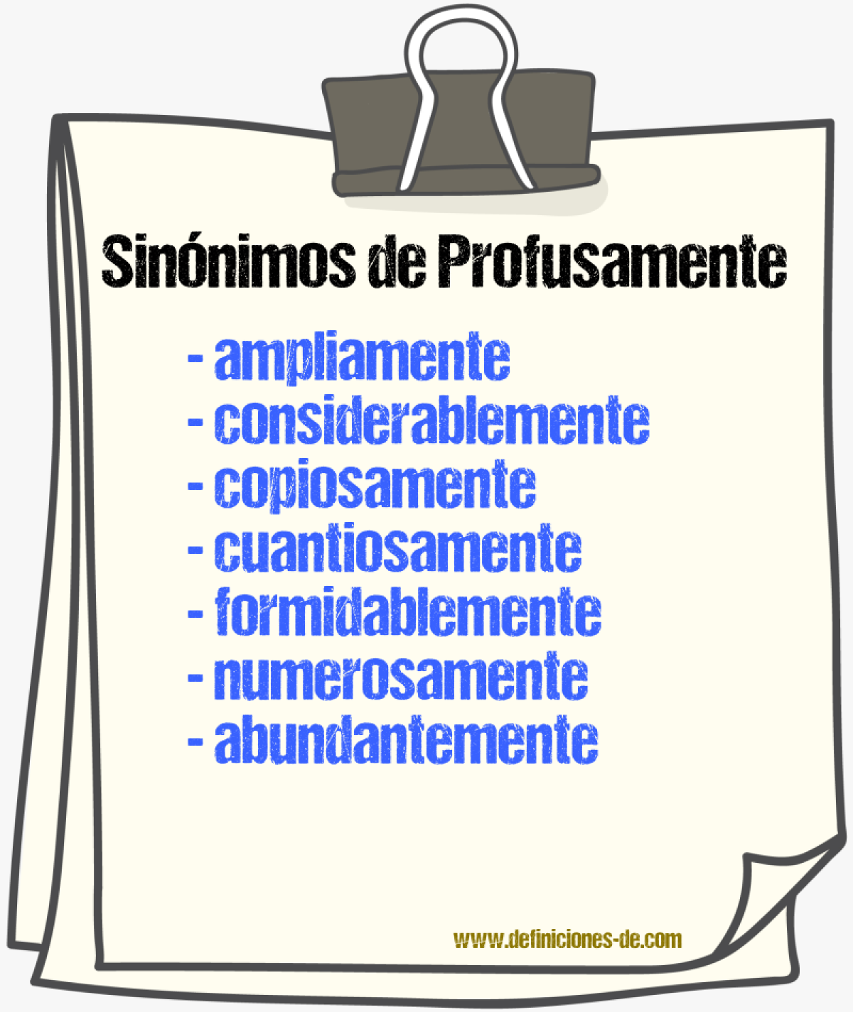 Sinnimos de profusamente