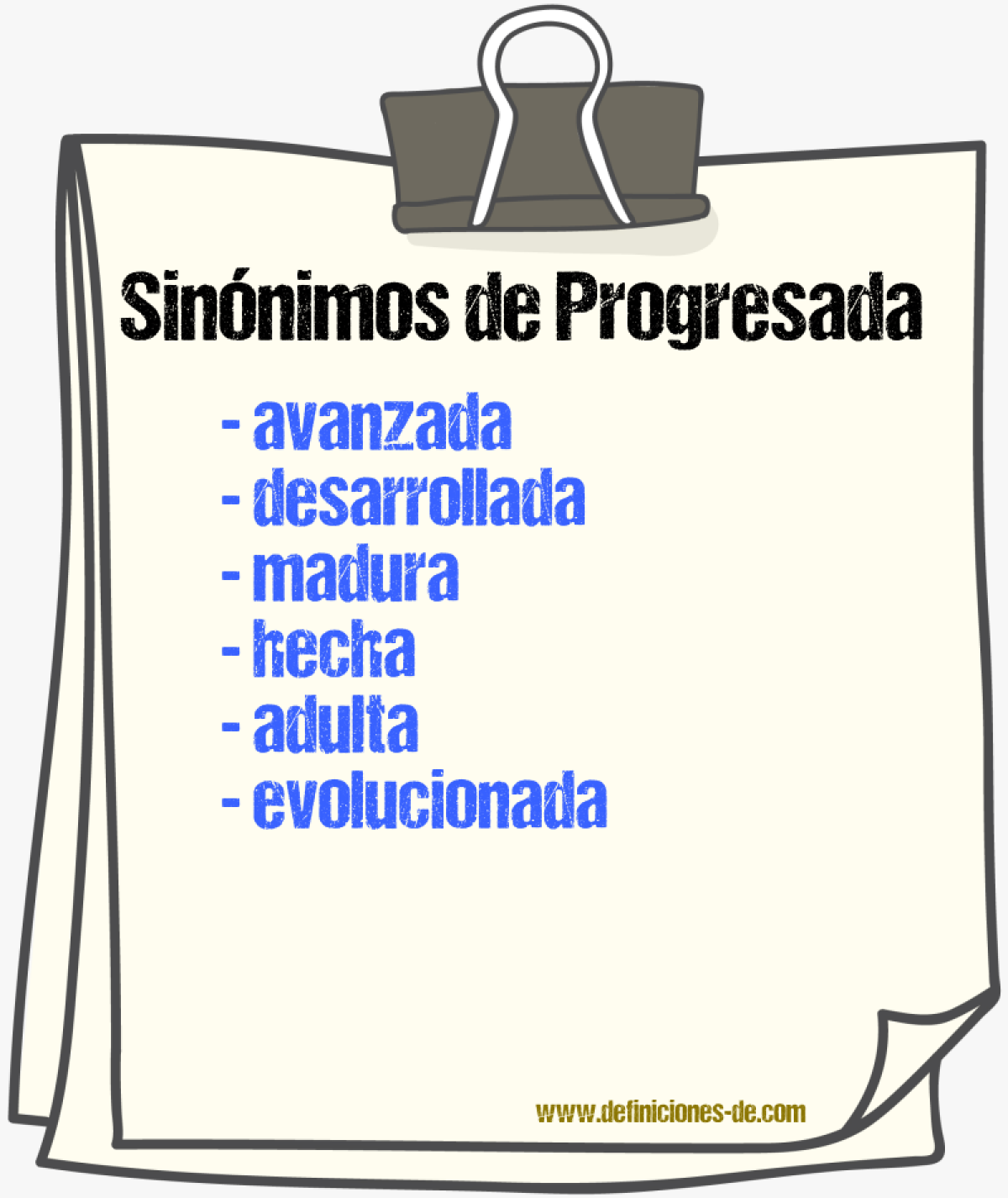 Sinónimos de progresada
