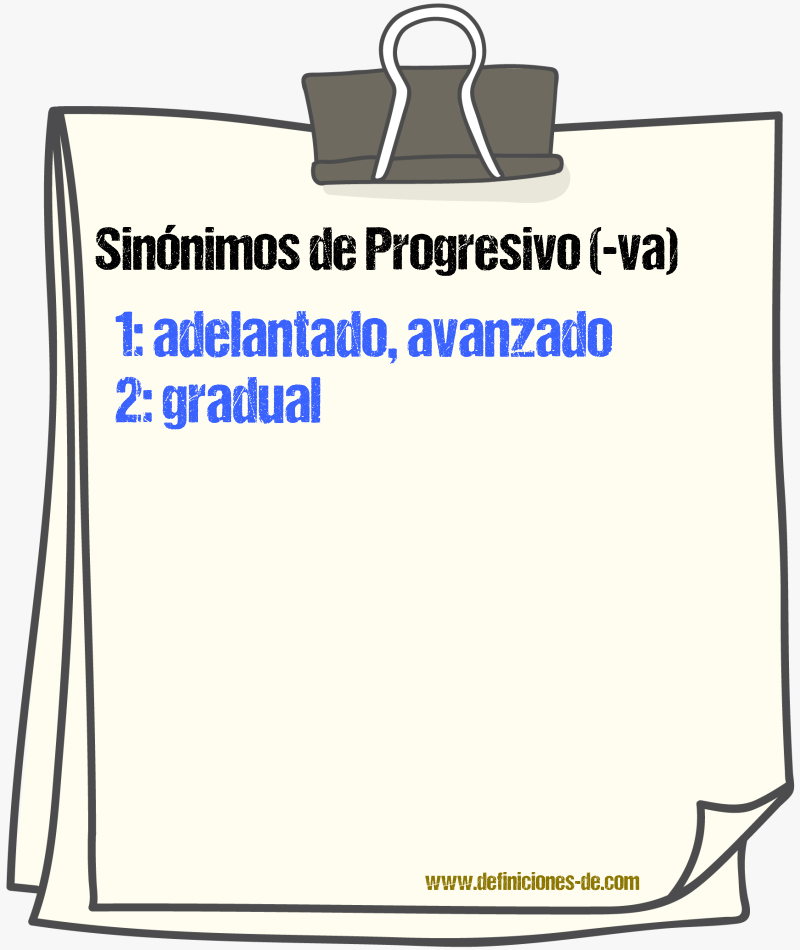 Sinnimos de progresivo