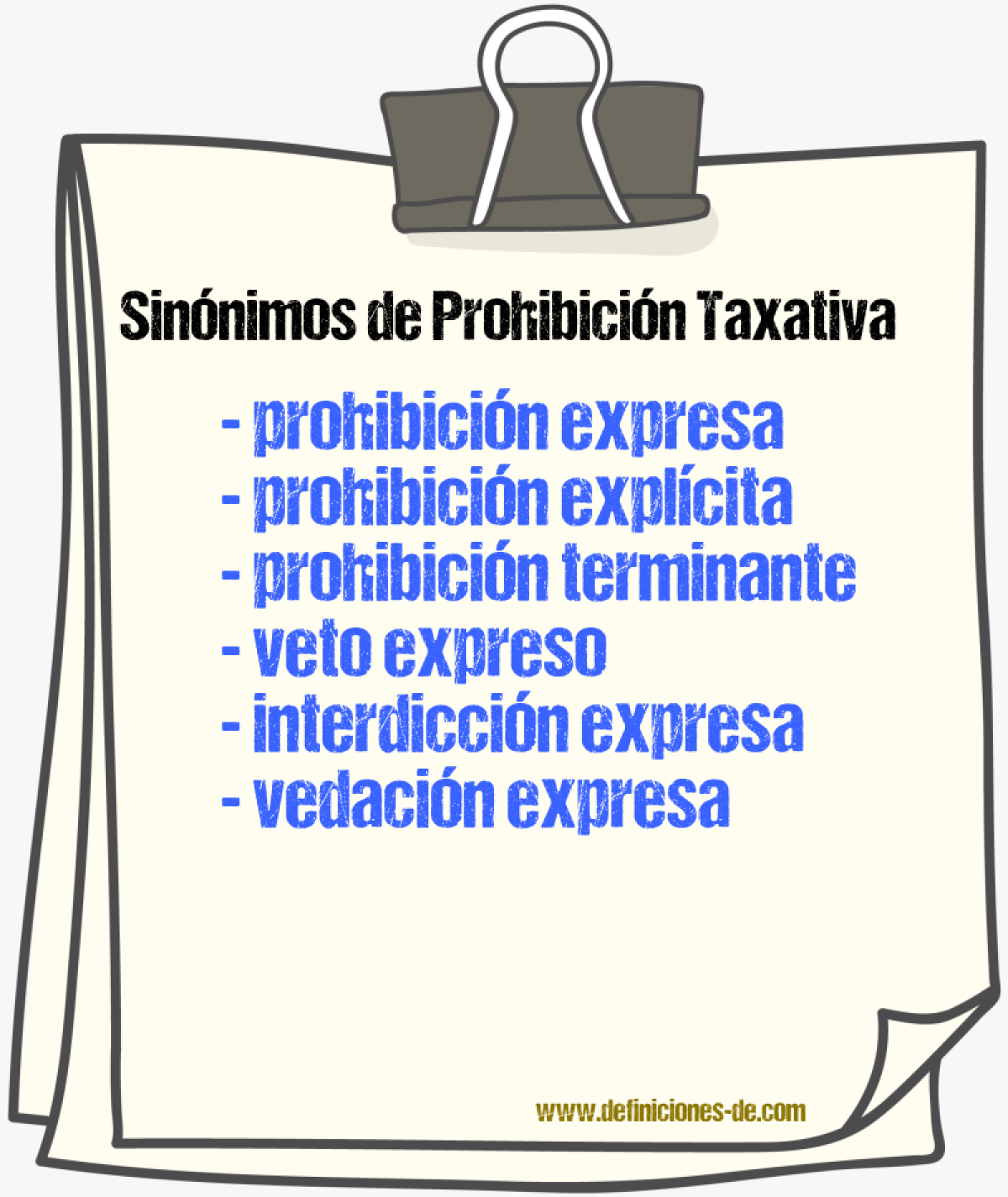 Sinónimos de prohibición taxativa