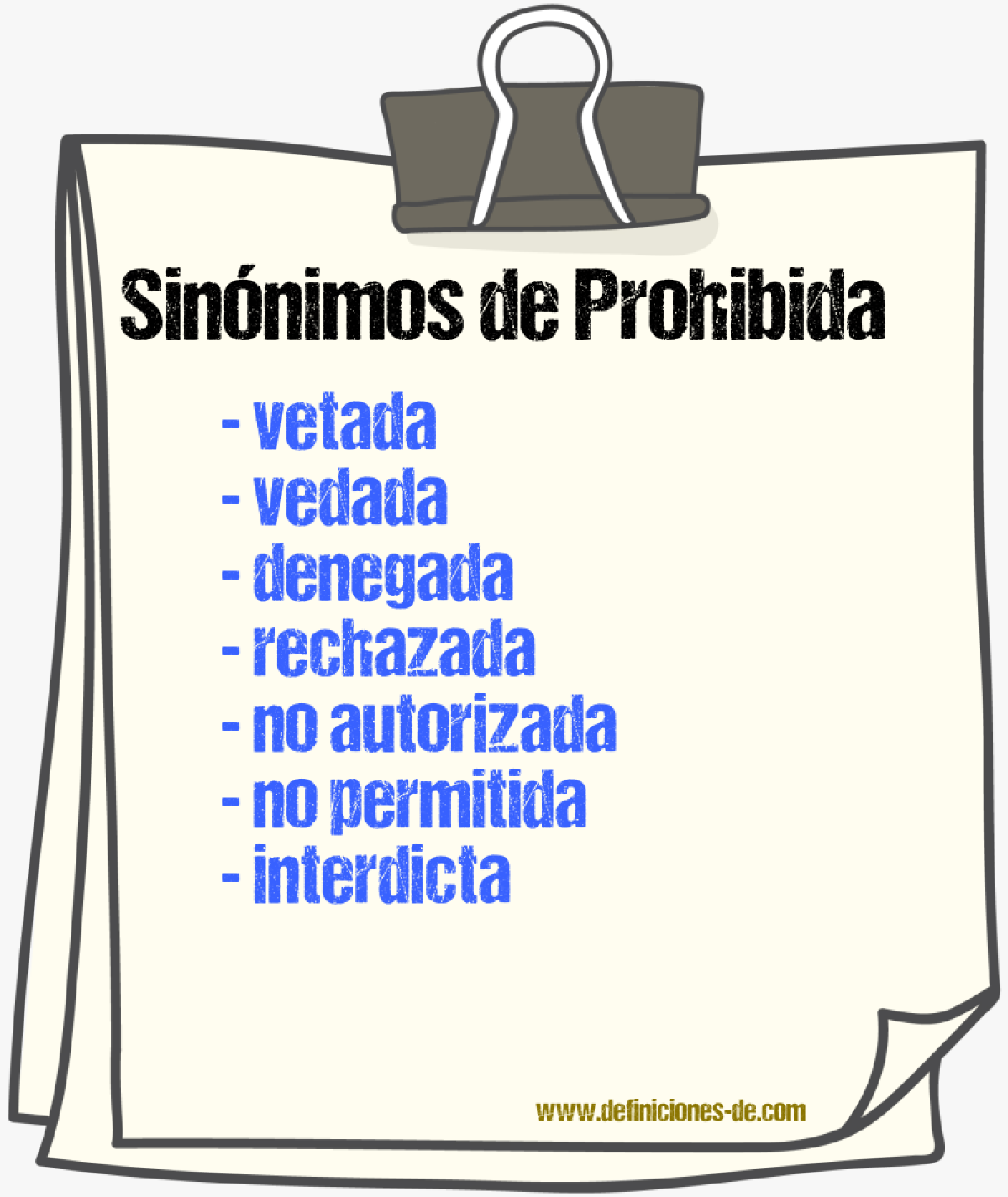 Sinónimos de prohibida