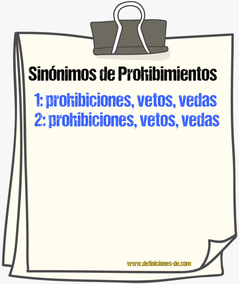 Sinónimos de prohibimientos