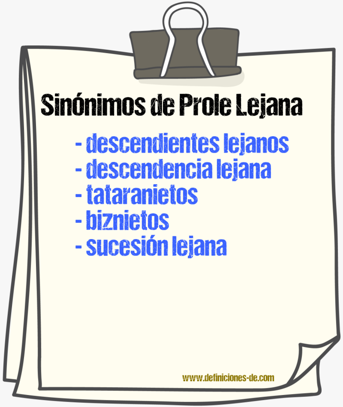 Sinónimos de prole lejana
