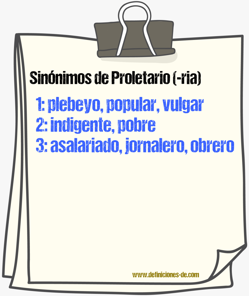 Sinnimos de proletario