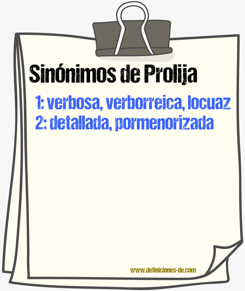 Sinónimos de prolija