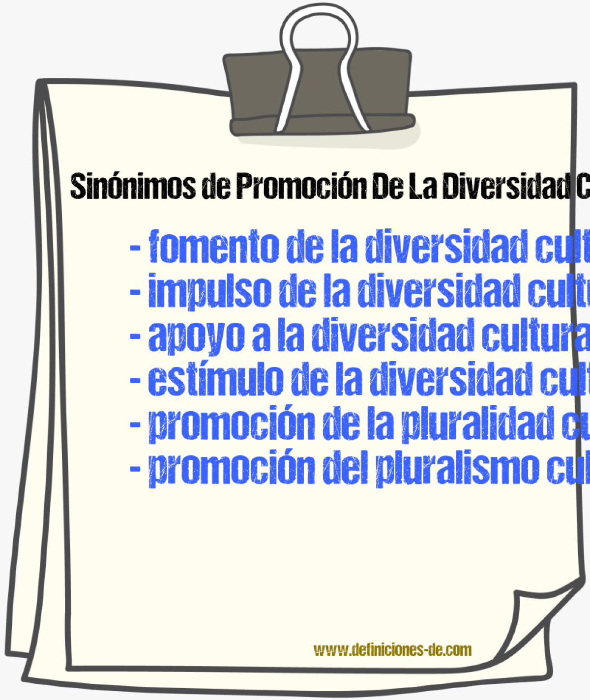 Sinónimos de promoción de la diversidad cultural