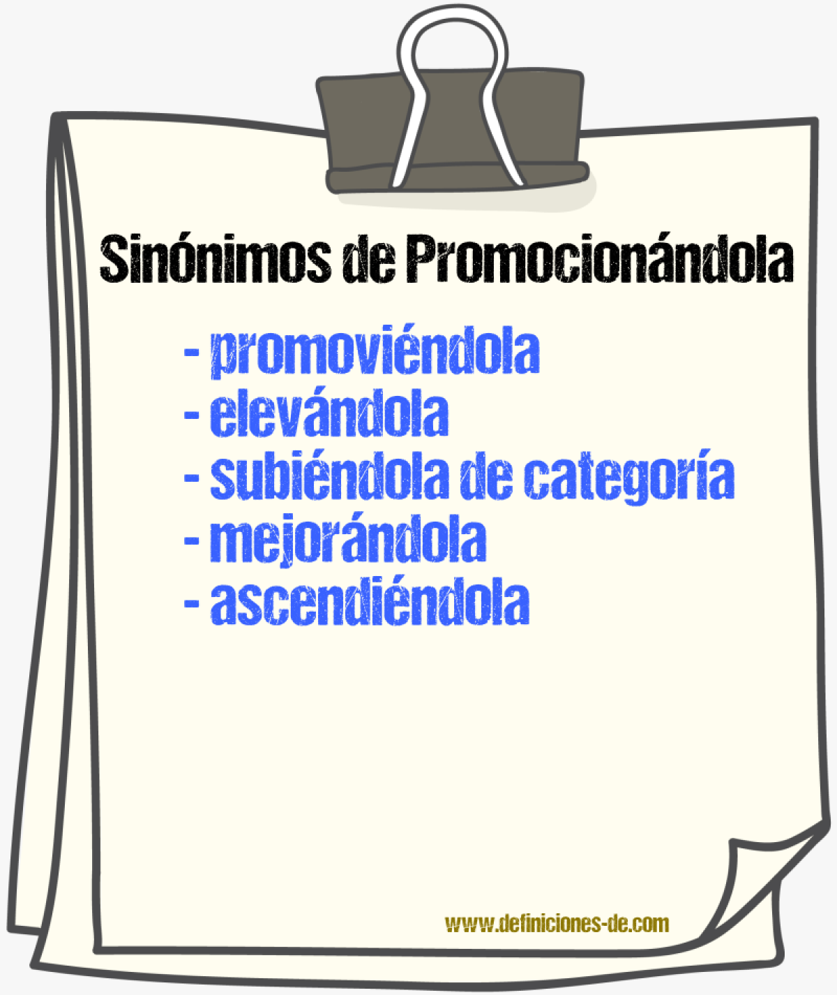 Sinónimos de promocionándola