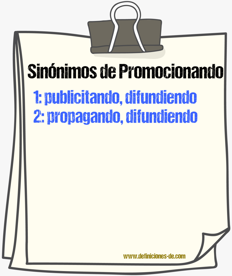 Sinónimos de promocionando