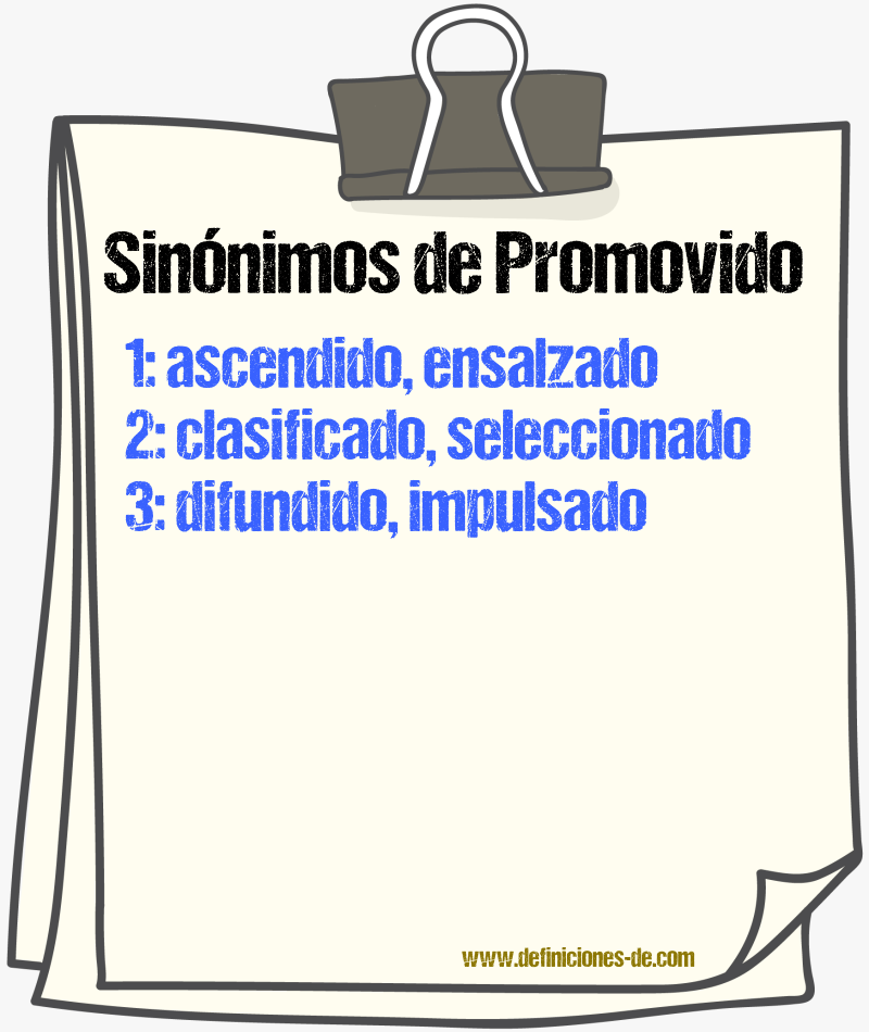 Sinónimos de promovido