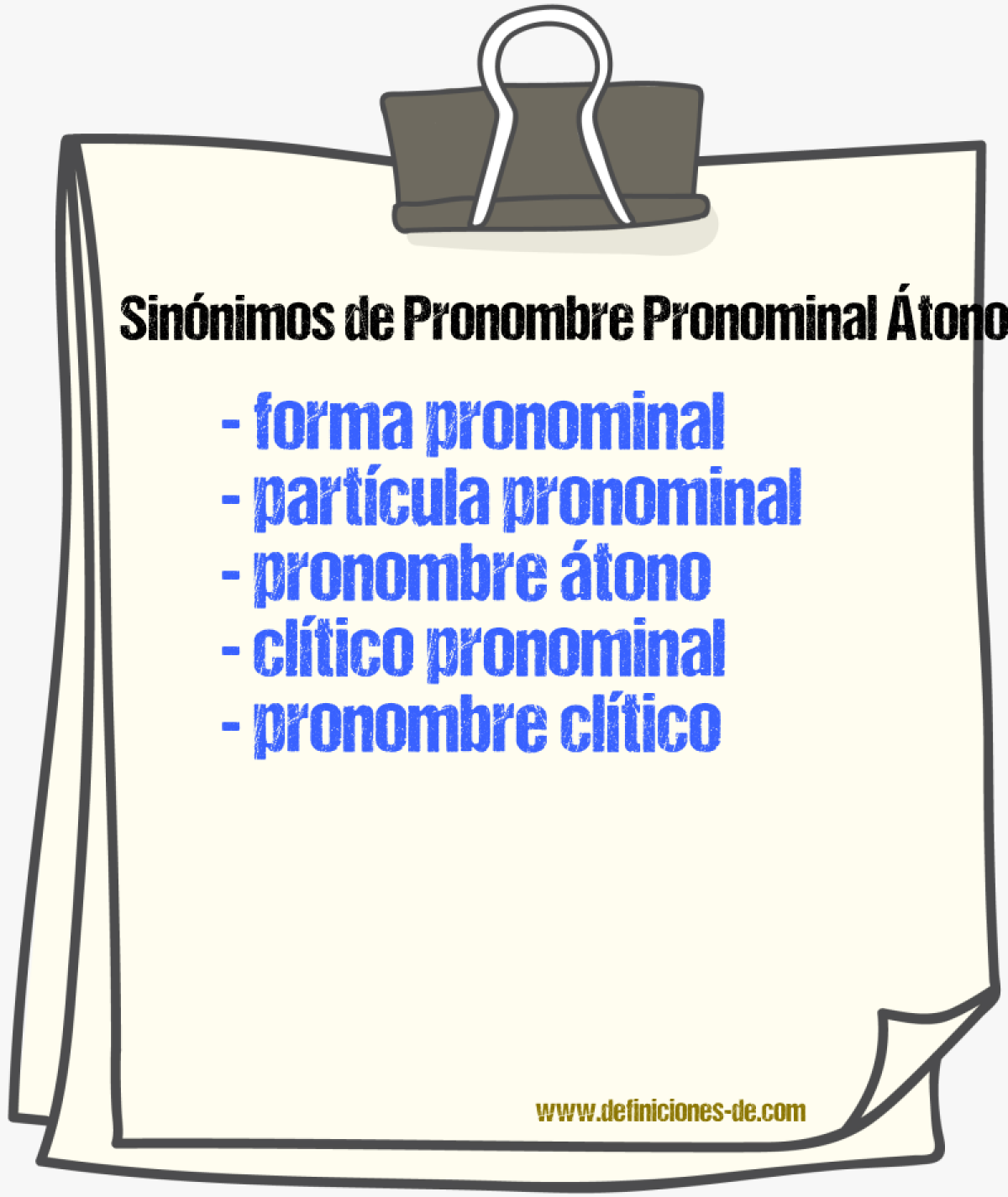 Sinónimos de pronombre pronominal átono