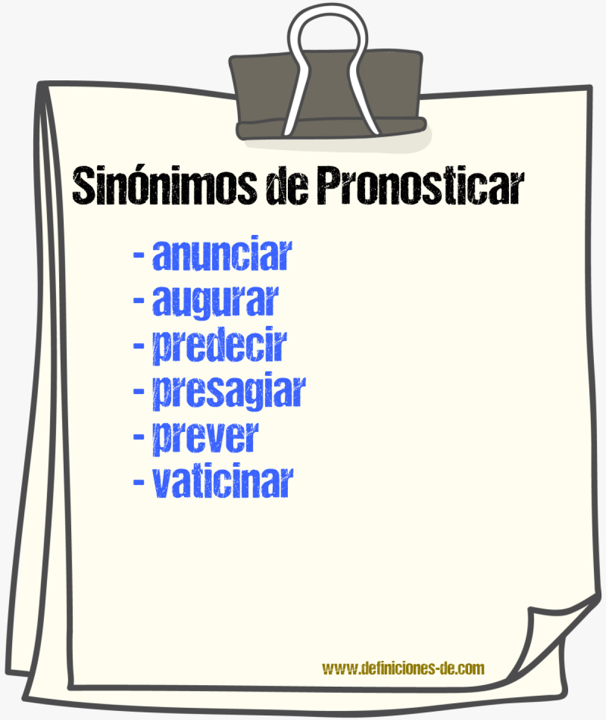 Sinnimos de pronosticar