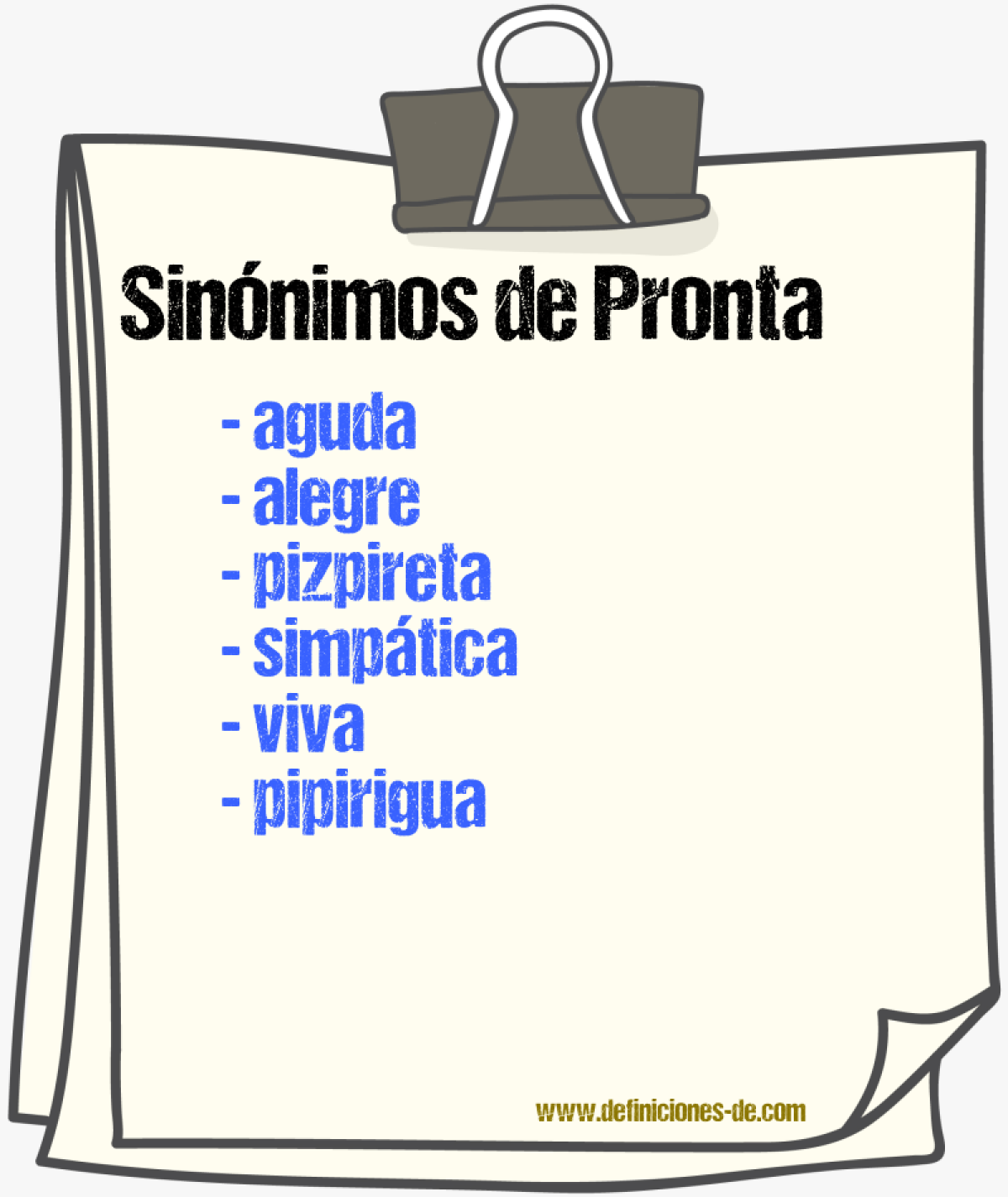 Sinnimos de pronta