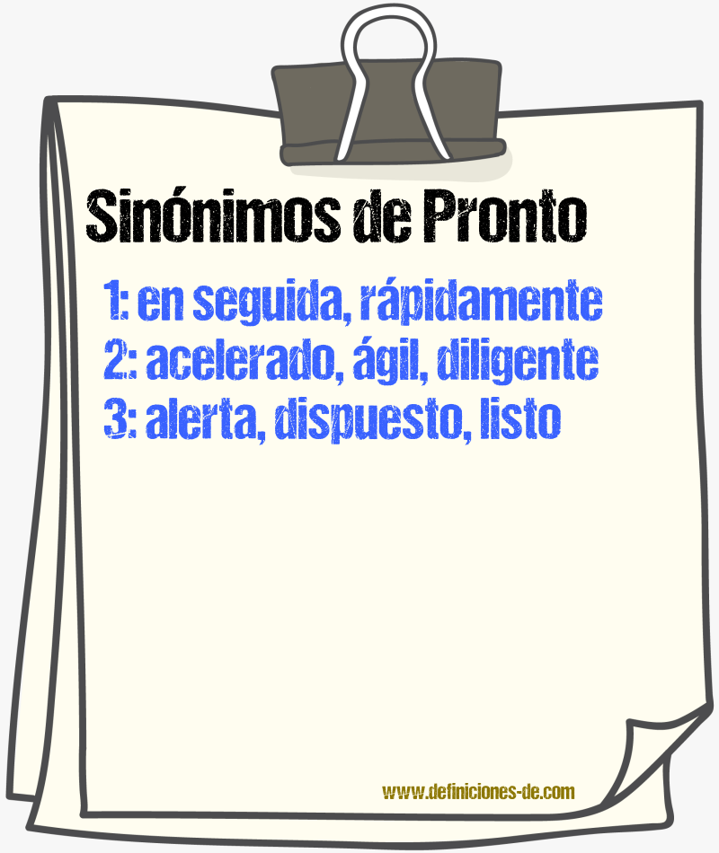 Sinnimos de pronto