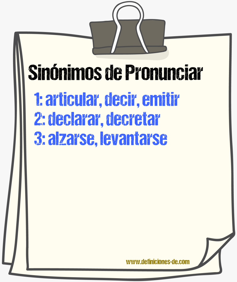 Sinónimos de pronunciar