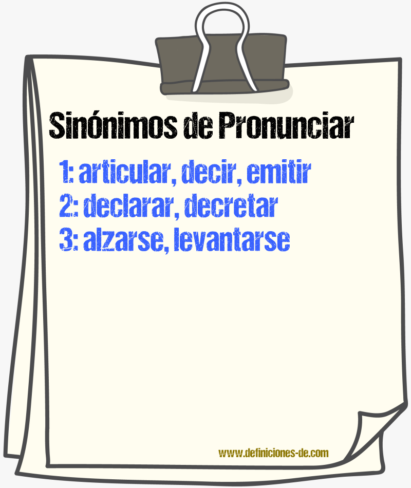 Sinnimos de pronunciar