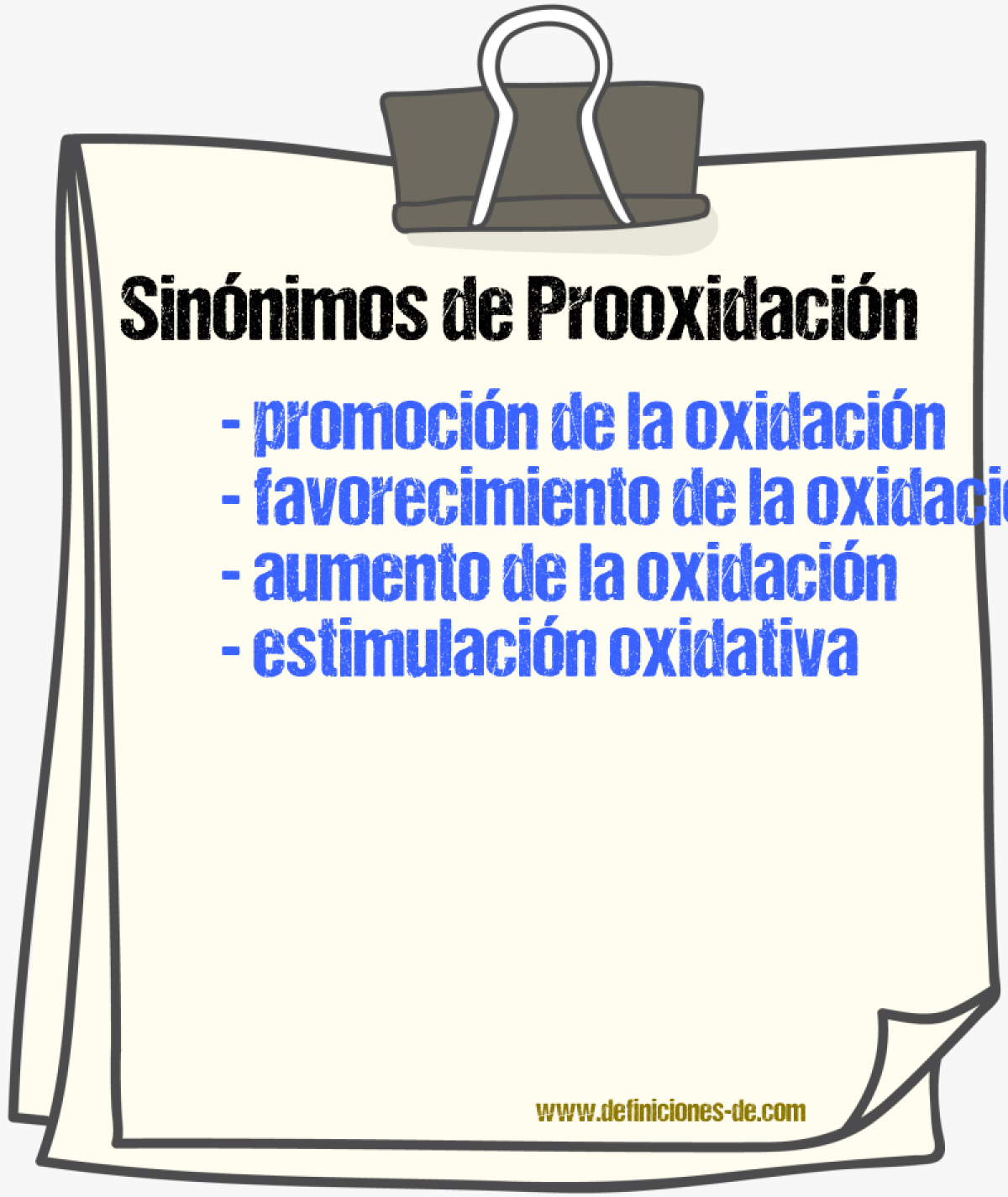 Sinónimos de prooxidación