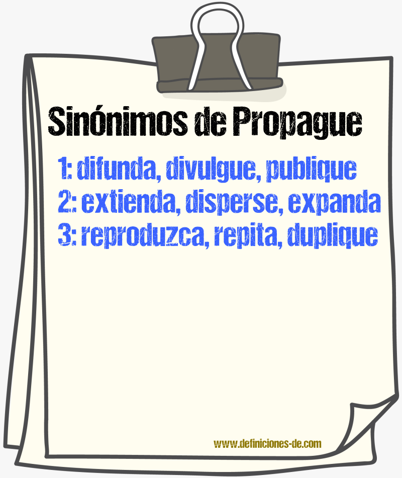 Sinónimos de propague