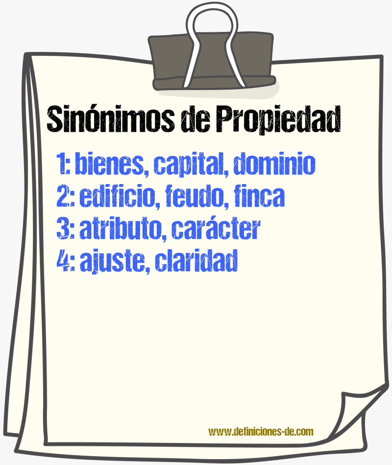 Sinnimos de propiedad