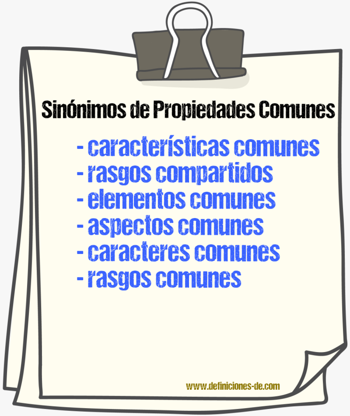 Sinónimos de propiedades comunes