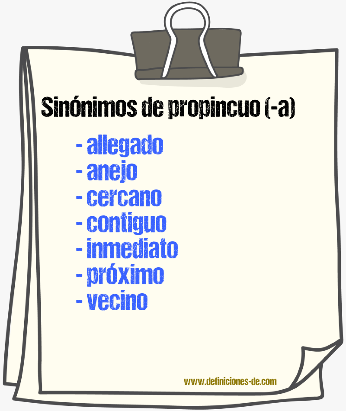 Sinnimos de propincuo