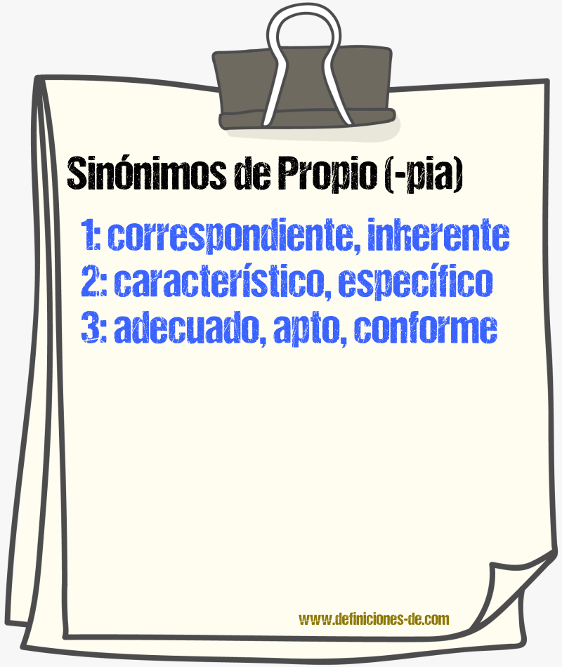 Sinnimos de propio