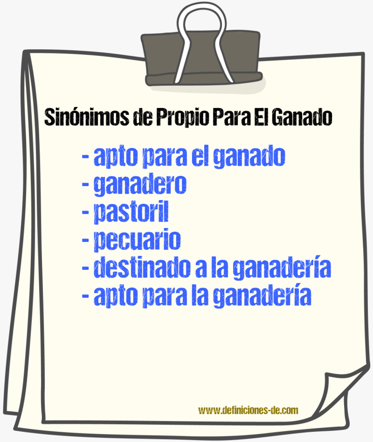 Sinónimos de propio para el ganado