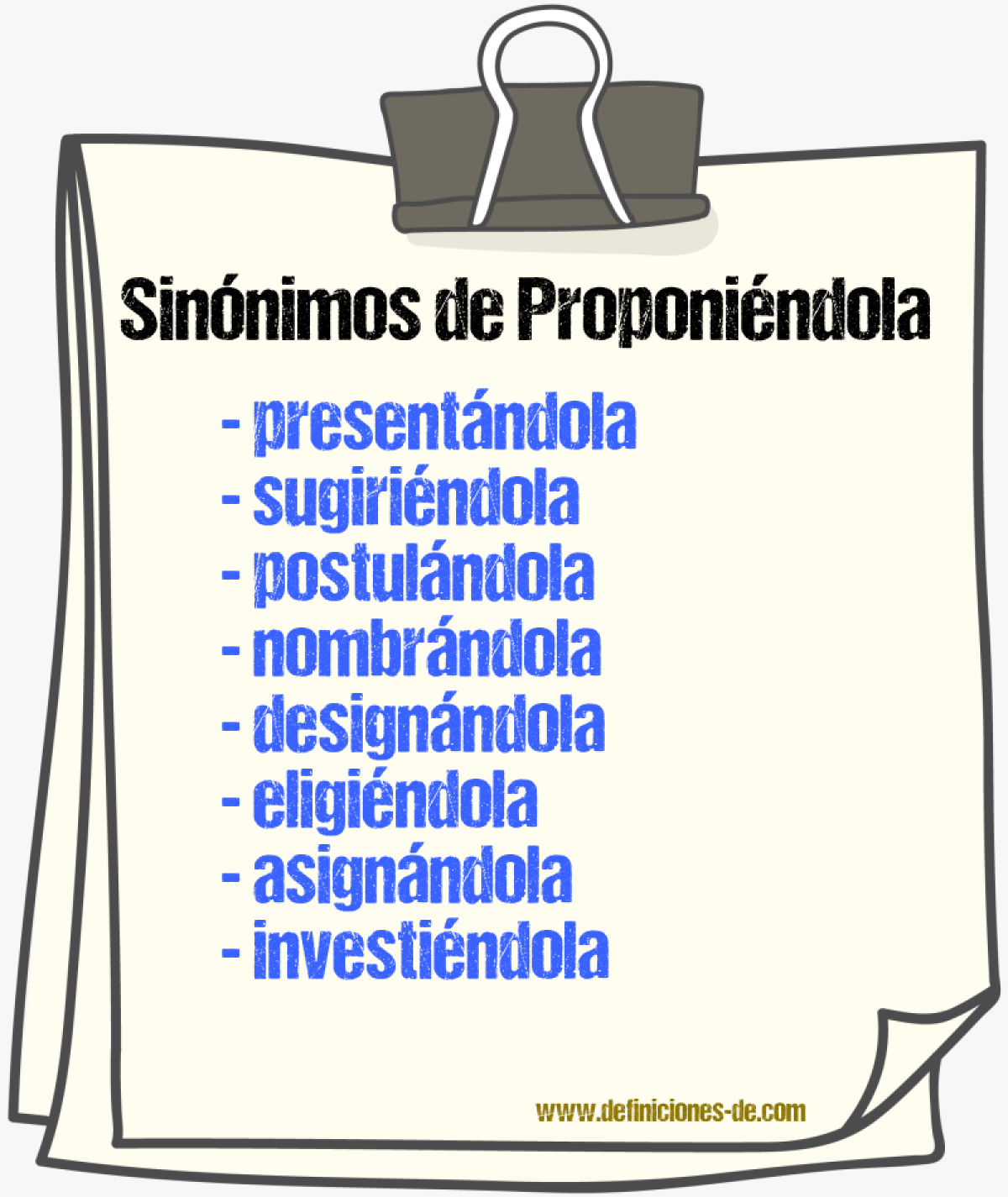 Sinónimos de proponiéndola