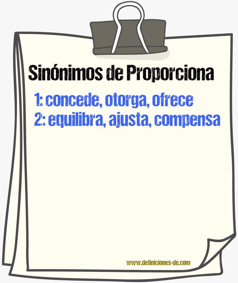 Sinónimos de proporciona