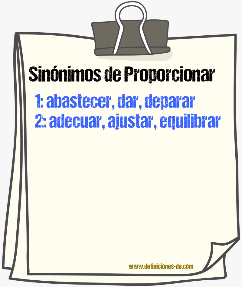 Sinnimos de proporcionar