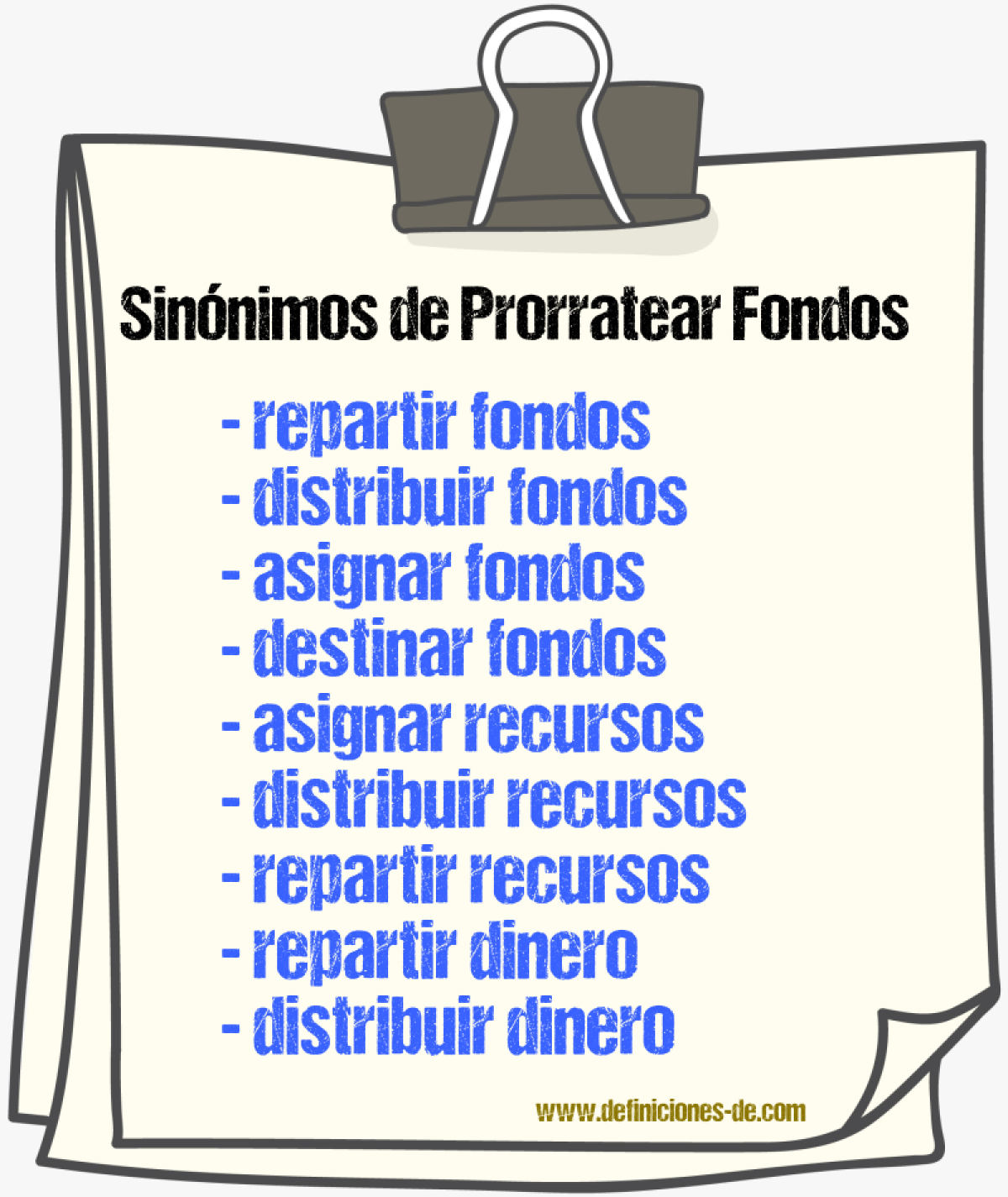 Sinónimos de prorratear fondos