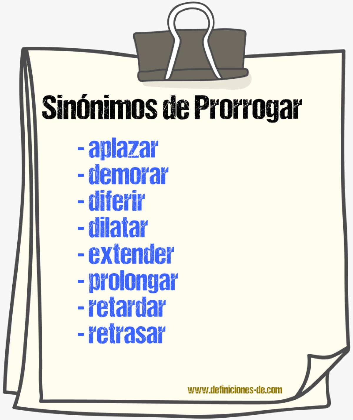 Sinnimos de prorrogar