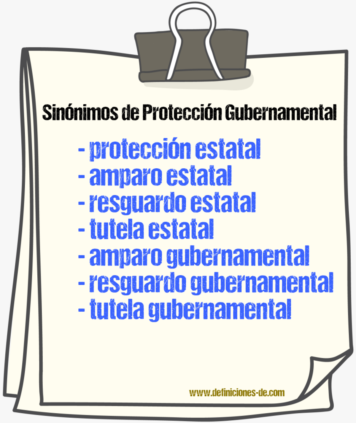 Sinónimos de protección gubernamental