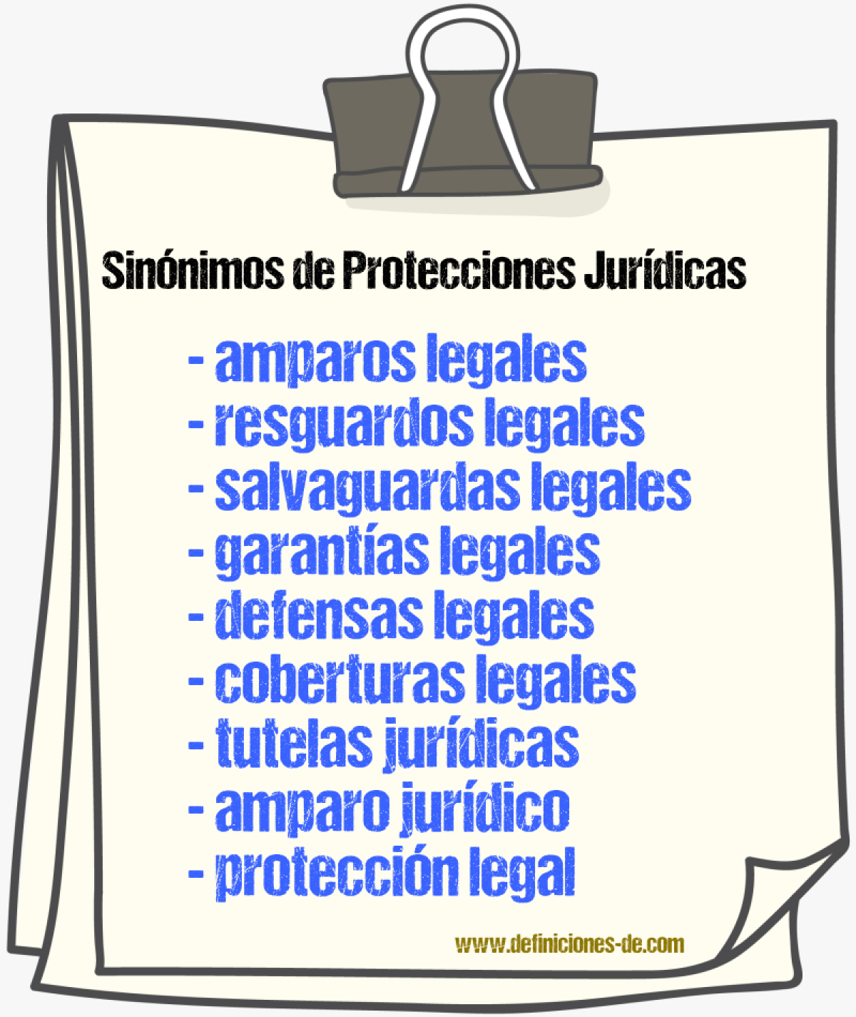 Sinónimos de protecciones jurídicas