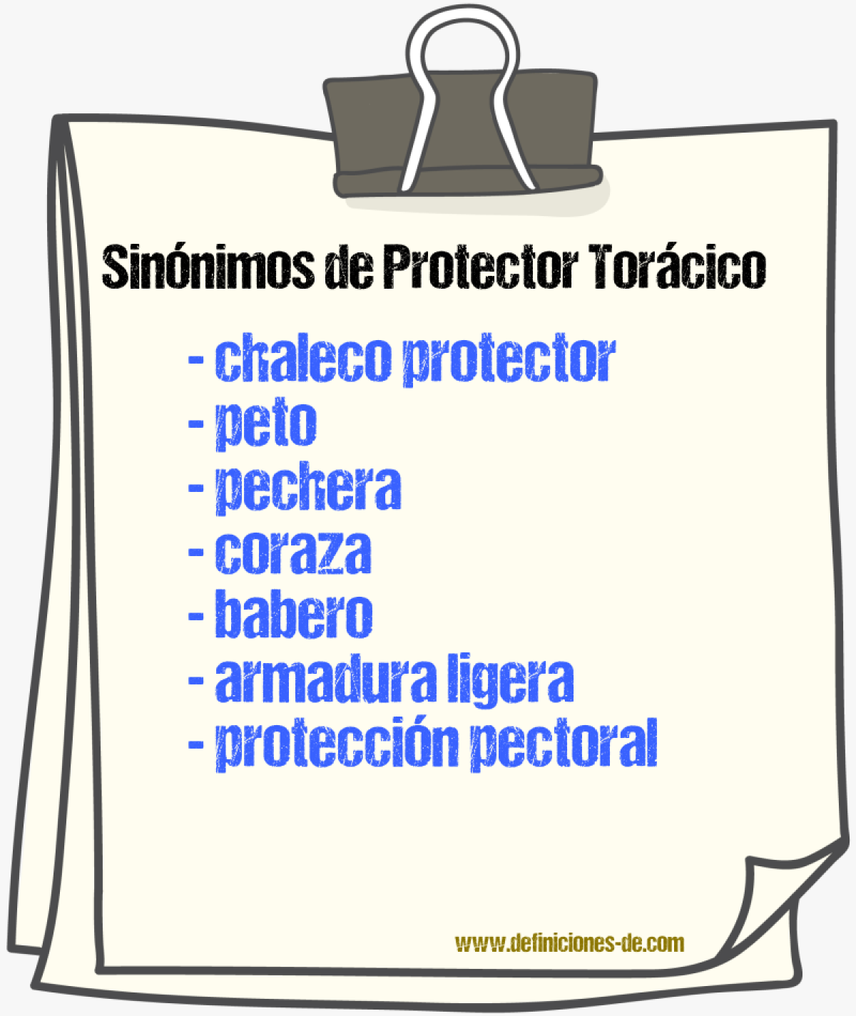 Sinónimos de protector torácico