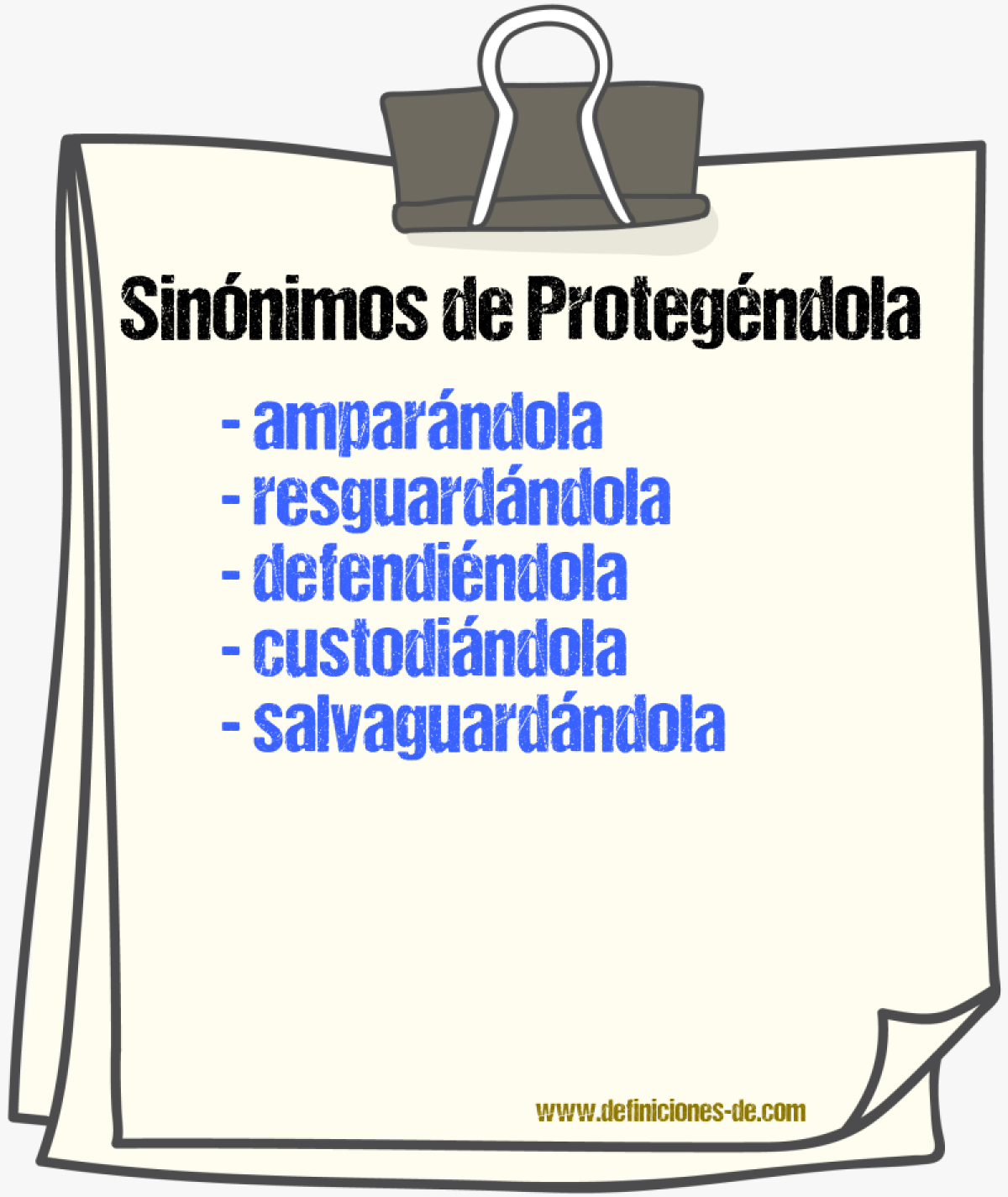Sinónimos de protegéndola