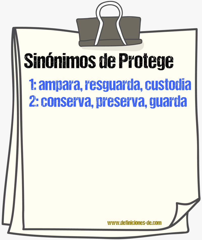 Sinónimos de protege