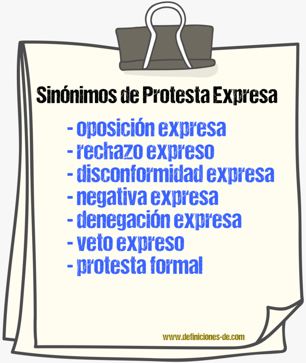 Sinónimos de protesta expresa