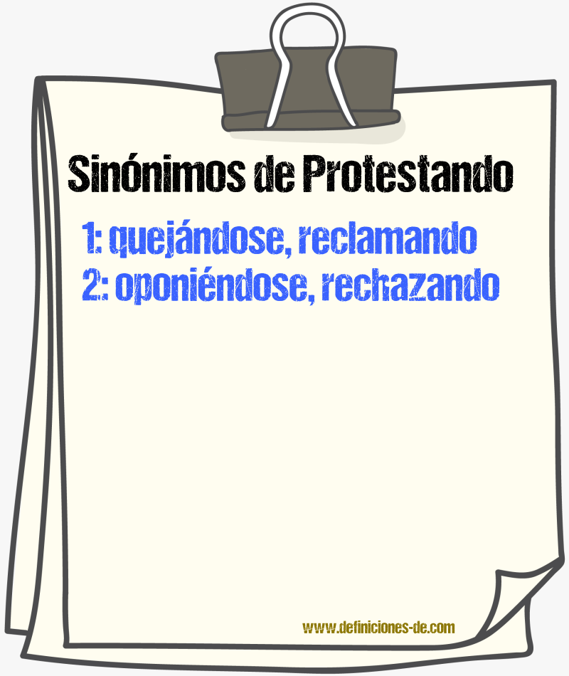 Sinónimos de protestando