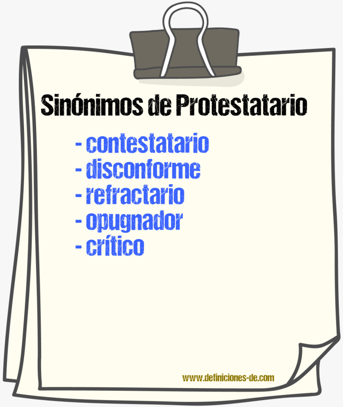 Sinónimos de protestatario