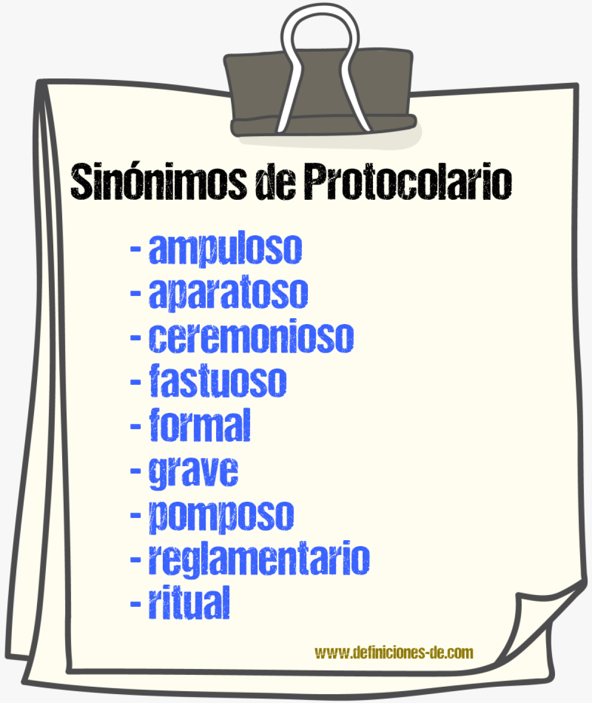 Sinnimos de protocolario