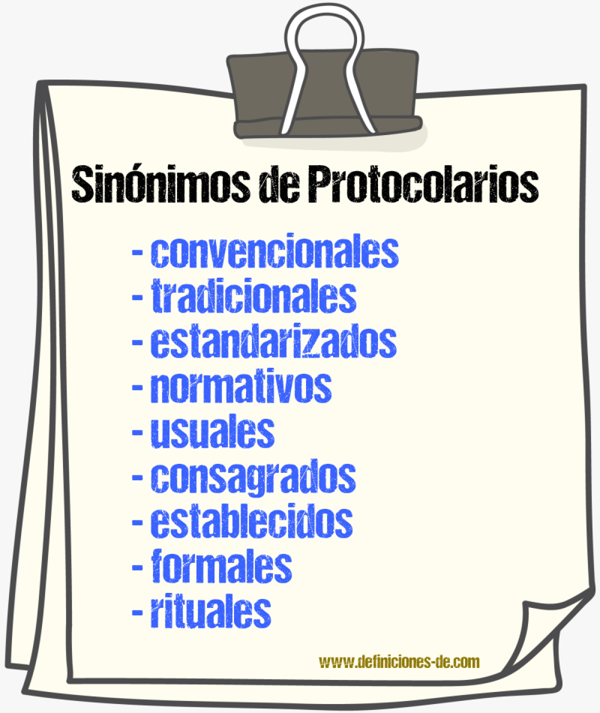 Sinónimos de protocolarios