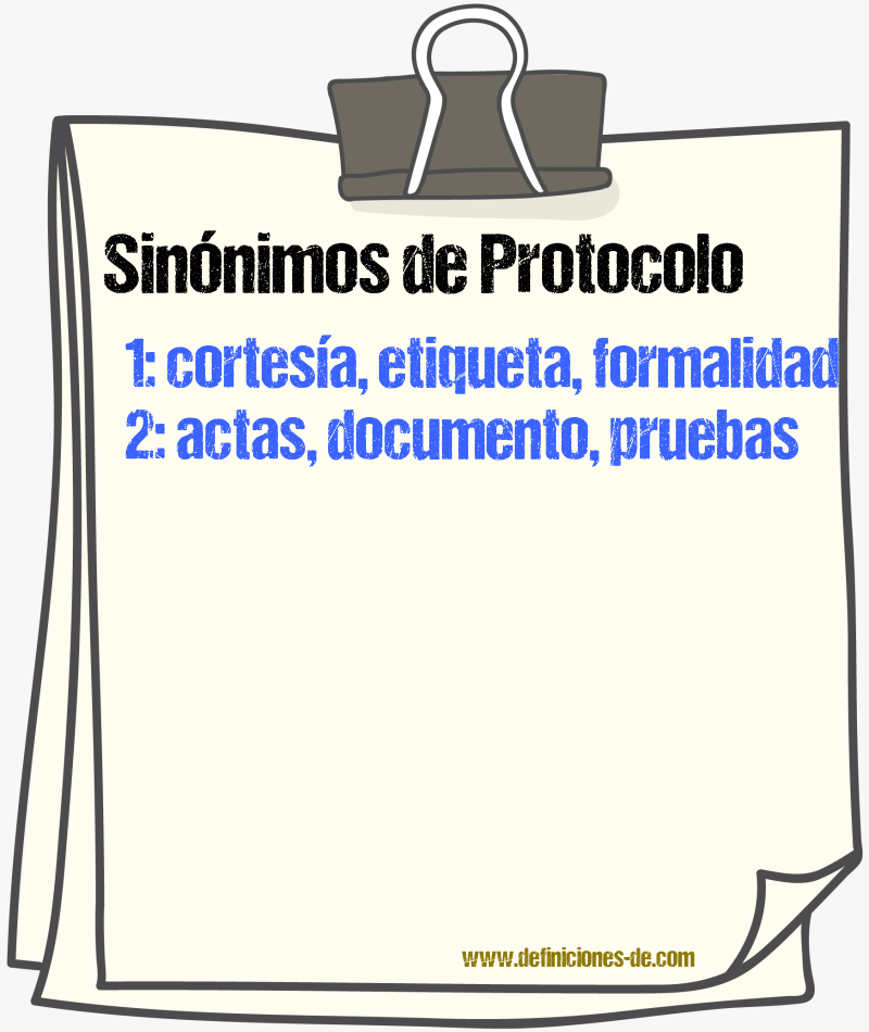 Sinónimos de protocolo