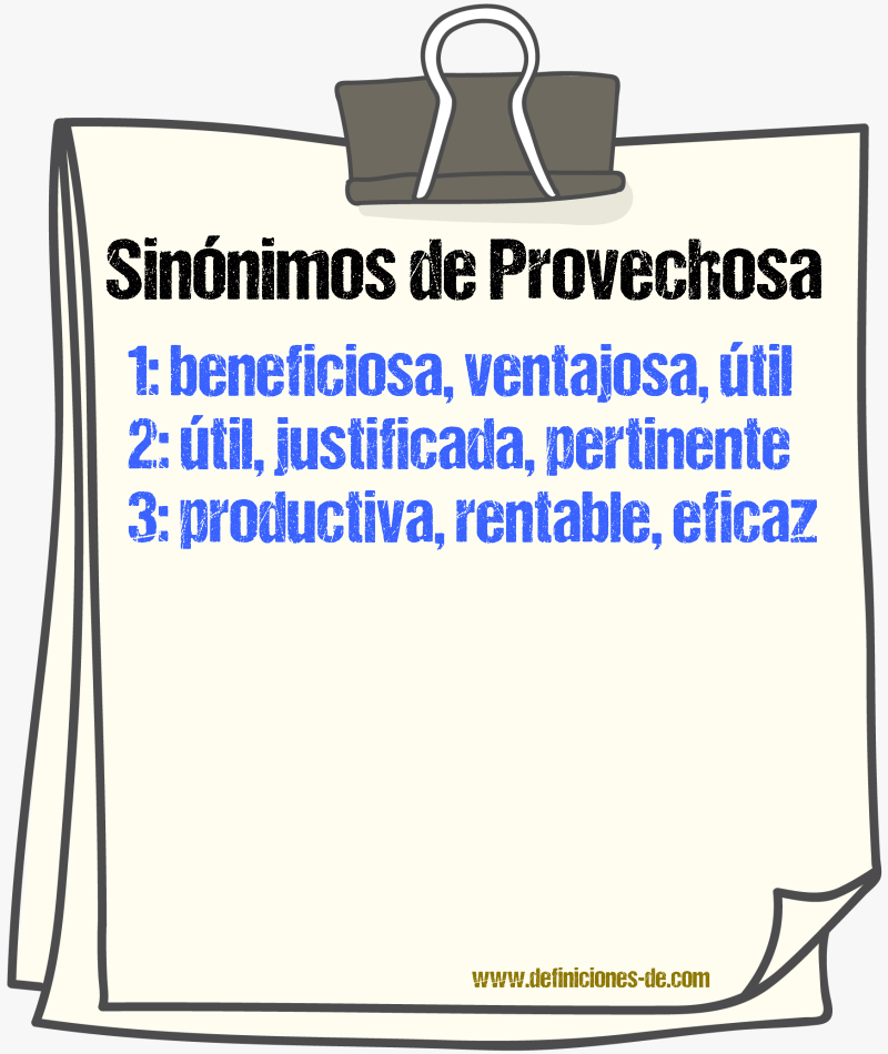 Sinónimos de provechosa