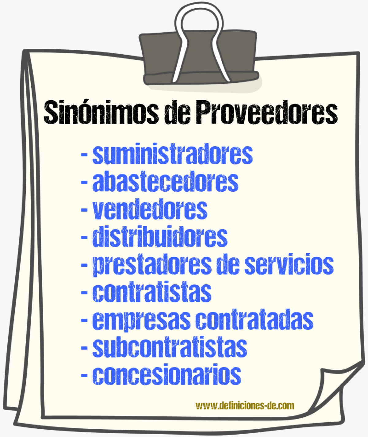 Sinónimos de proveedores
