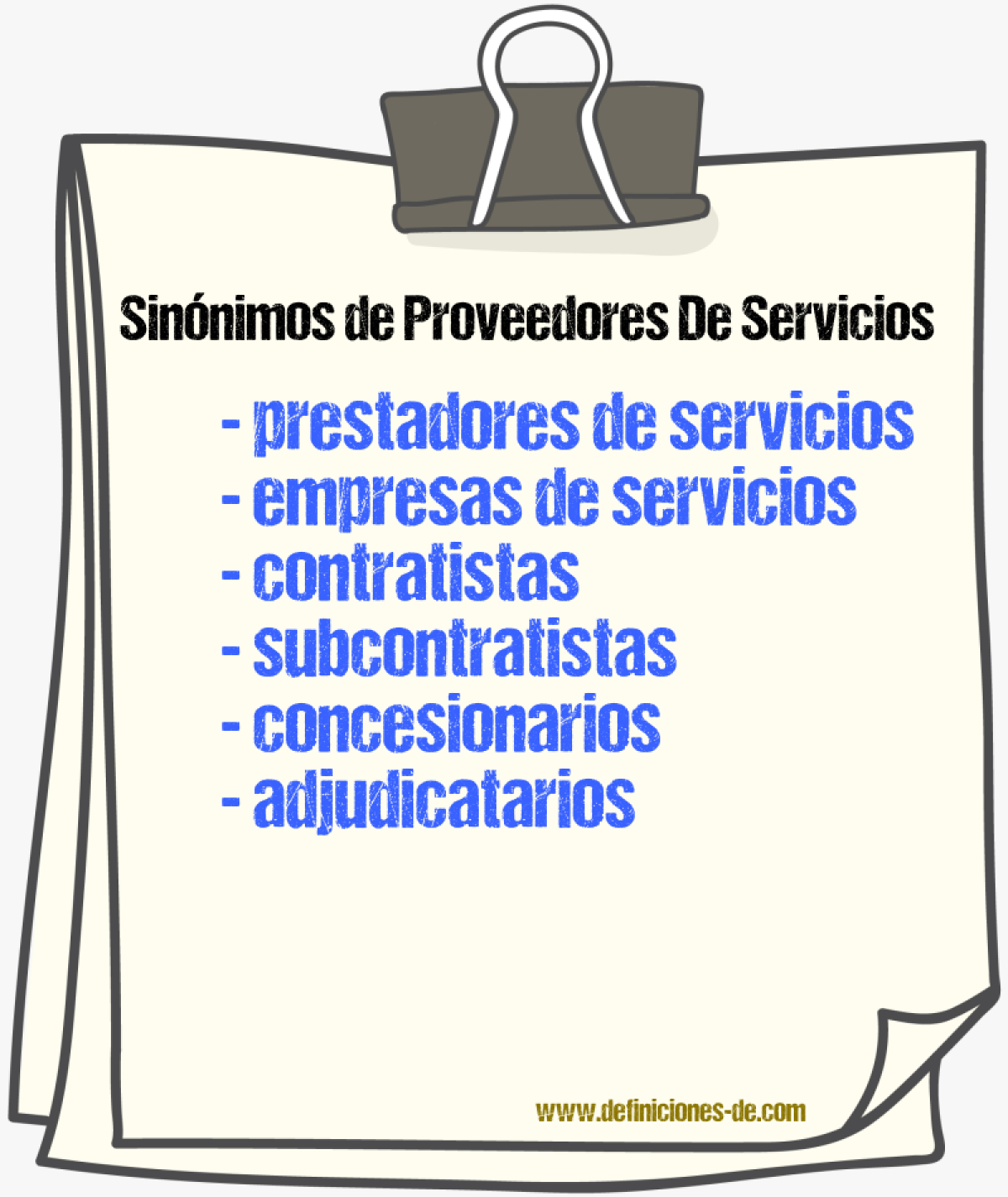 Sinónimos de proveedores de servicios