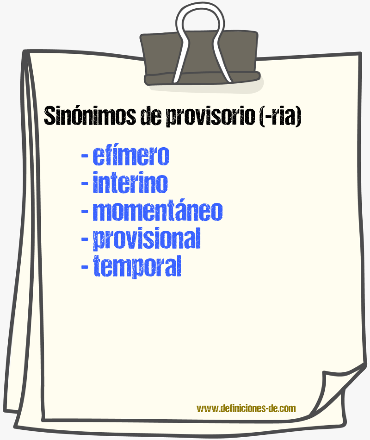 Sinnimos de provisorio