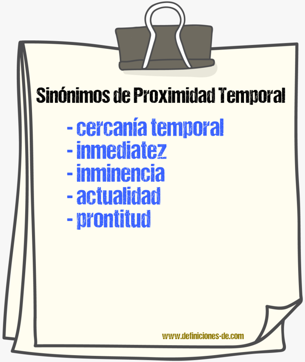 Sinónimos de proximidad temporal
