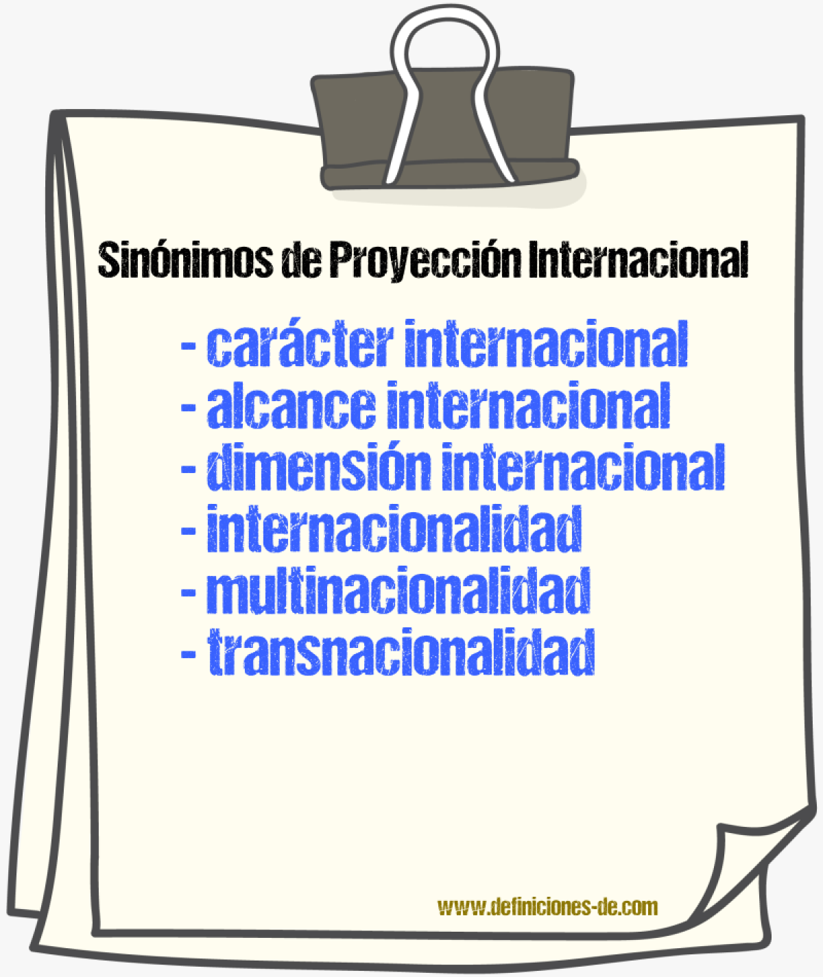 Sinónimos de proyección internacional