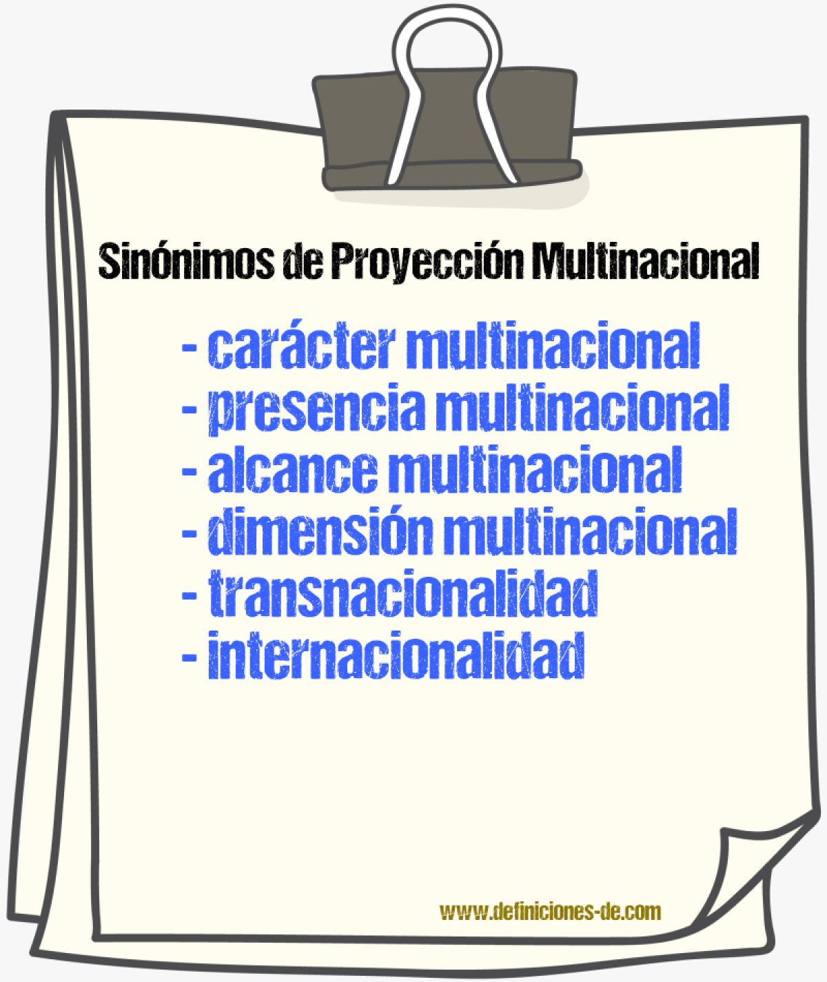 Sinónimos de proyección multinacional