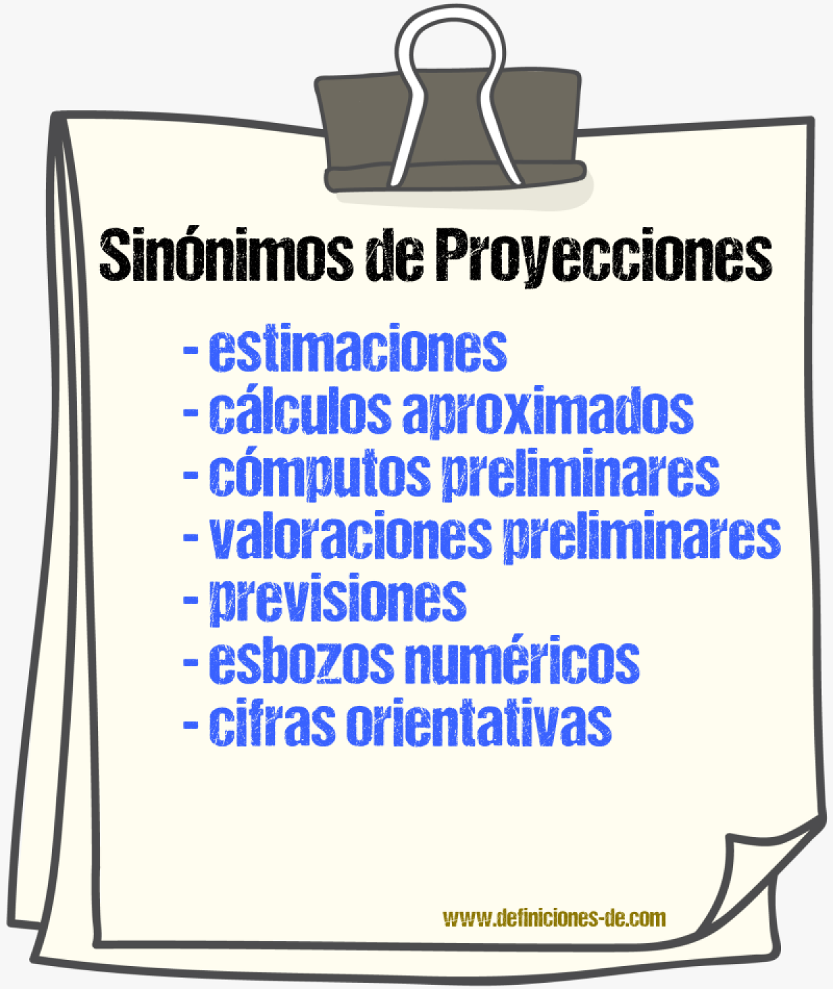 Sinónimos de proyecciones